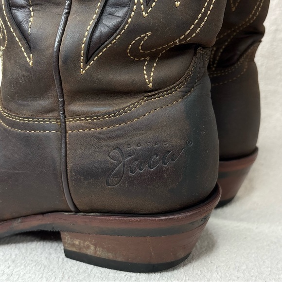 Botas Jaca Mexican Leather Western Boots Women’s 7.5 Brown Cutout Cowgirl Boho - Picture 7 of 16